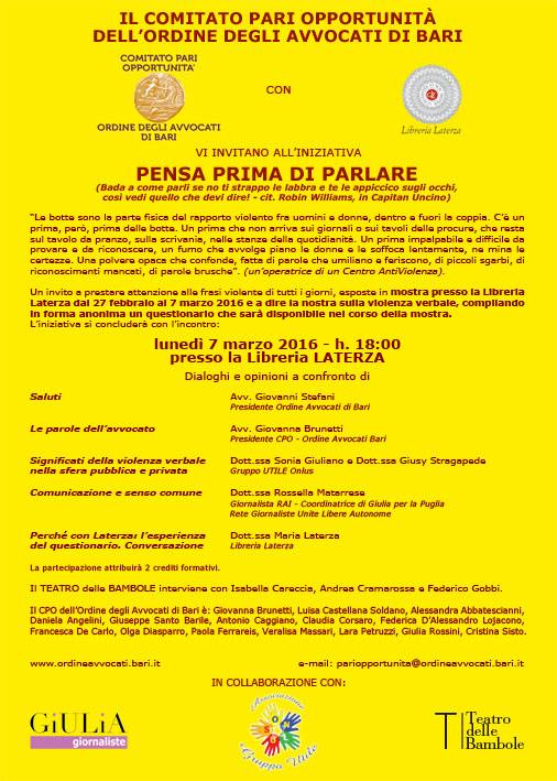 locandina evento violenza verbale